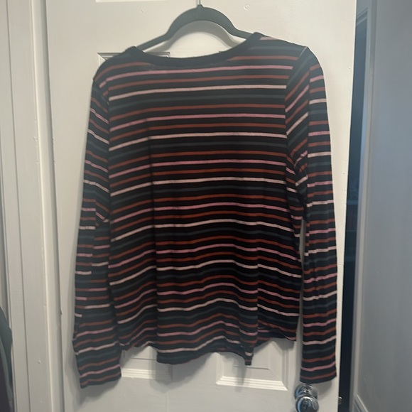 Madewell whisper cotton rib-crewneck long-sleeve tee in ryley stripe XL - Picture 2 of 4